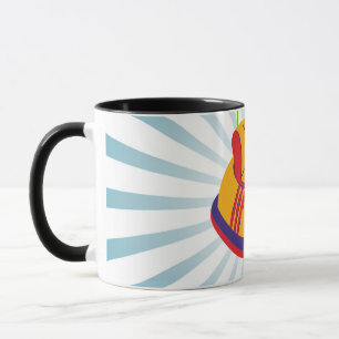 Bumper Car design on a mug with coloured handles