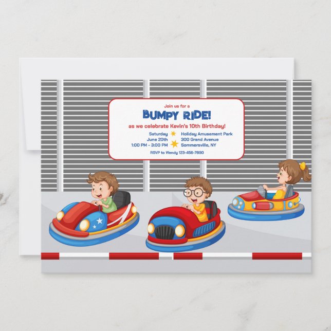 Bumper Cars Birthday Party Invitation (Front)