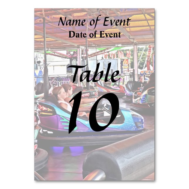 Bumper Cars Table Number (Back)