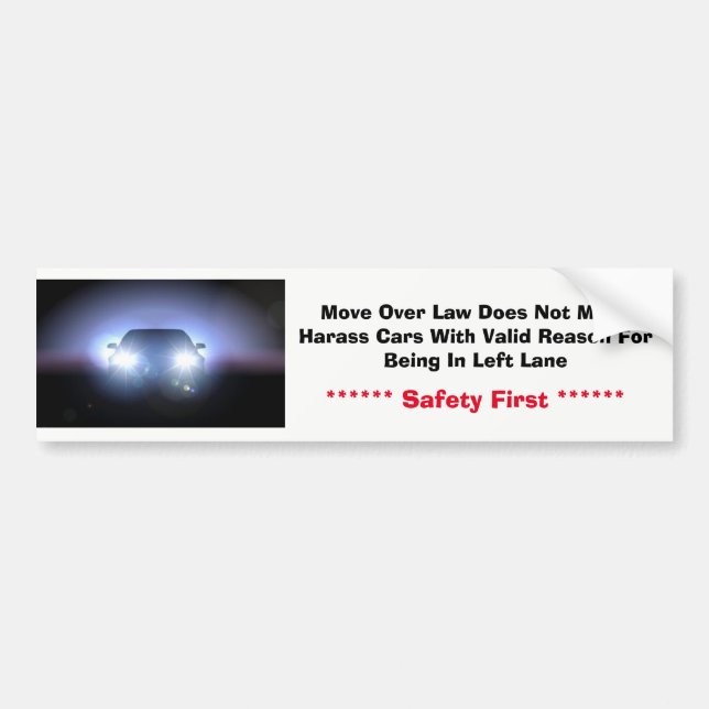 Bumper Stick Left Lane Sticker (Front)