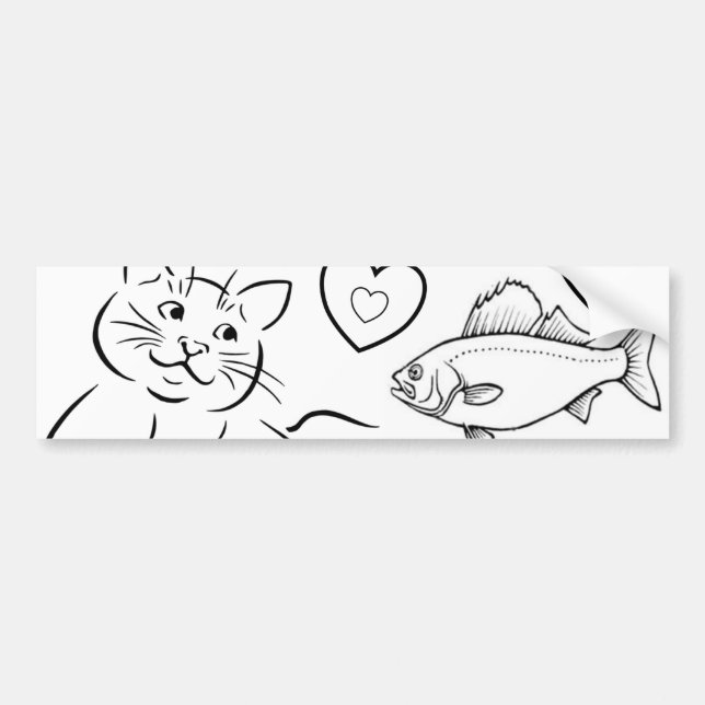 Bumper Sticker Cat Kittens Fish (Front)