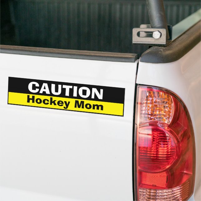 Bumper Sticker - Caution Hockey Mum (On Truck)