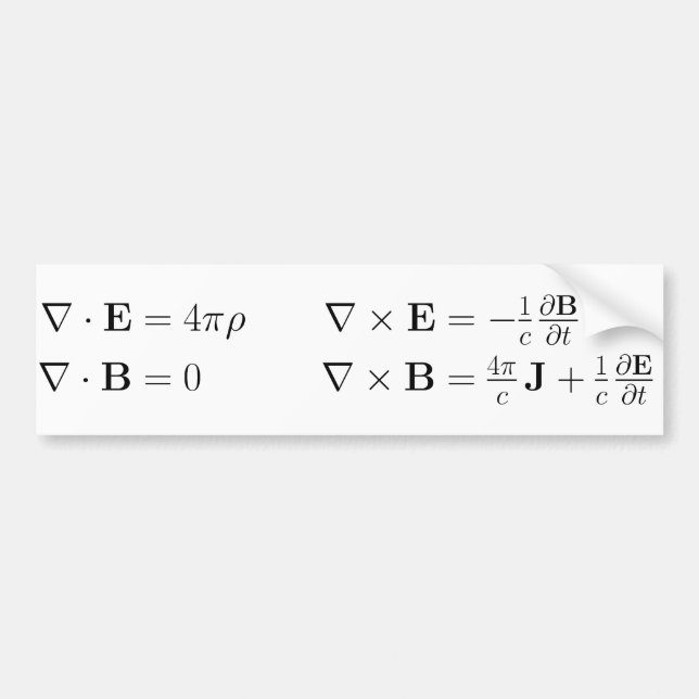 Bumper sticker, Maxwell's equations Bumper Sticker (Front)