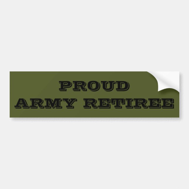 Bumper Sticker Proud Army Retiree (Front)
