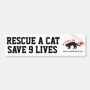 Bumper Sticker: Rescue a Cat Save 9 Lives Sticker
