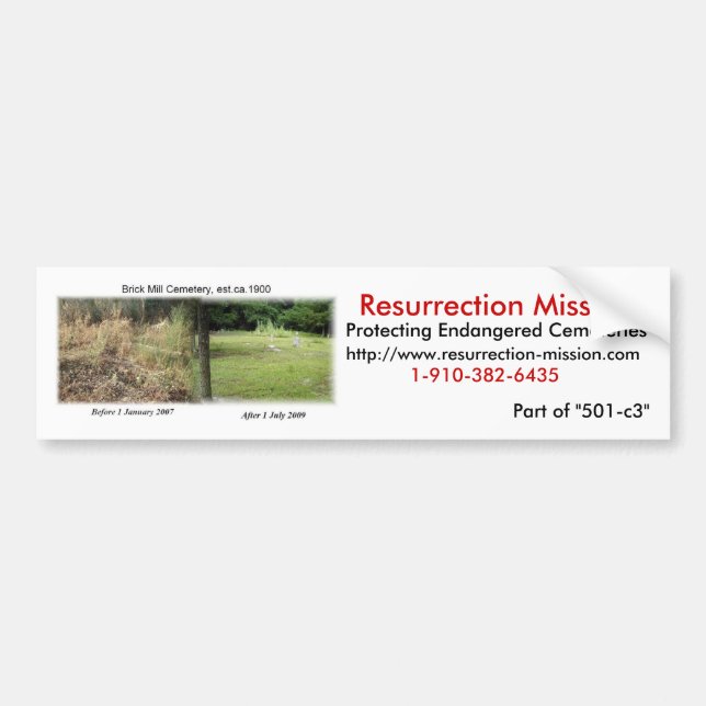 Bumper Sticker~Resurrection Mission Sticker (Front)