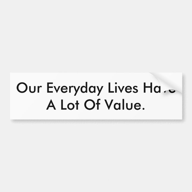 Bumper sticker saying our lives have value. (Front)