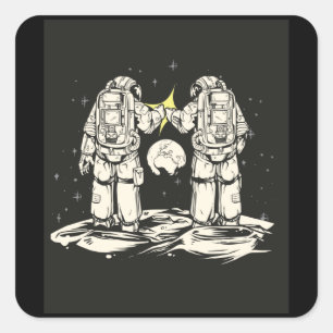 BUMPING FIST ASTRONAUT SQUARE STICKER