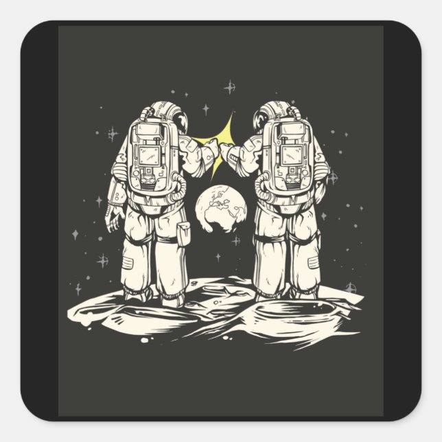 BUMPING FIST ASTRONAUT SQUARE STICKER (Front)