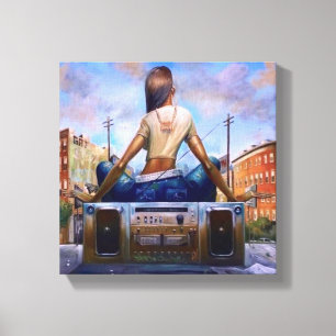 Bumping my Boombox in the Hood Canvas Print