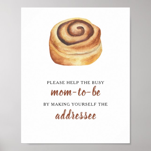 Bun baby shower Help the Busy Mum-to-Be Addressee Poster (Front)