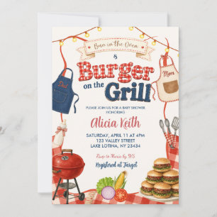 Bun & Burgers Gingham BBQ Coed Baby Shower Invitation