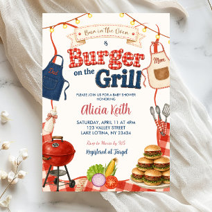 Bun & Burgers Gingham BBQ Coed Baby Shower Invitation