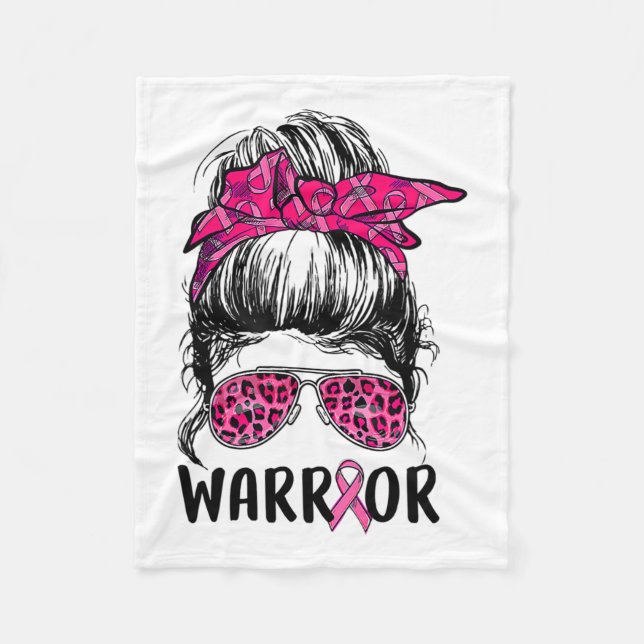 Bun Gles Wear Pink Warrior Breast Cancer Awareness Fleece Blanket (Front)