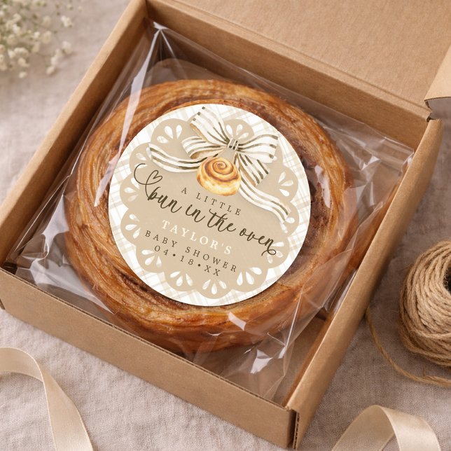 Bun in Oven Baby Shower Favor Sticker Neutral (Bun in the Oven - Favor Sticker)