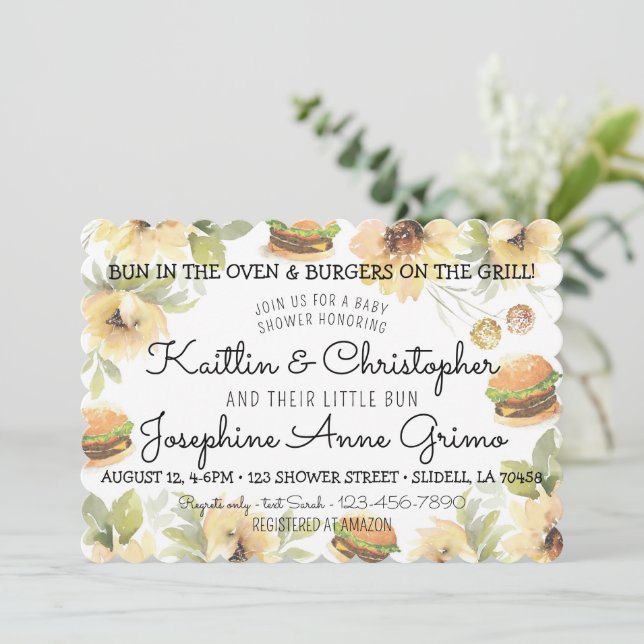 Bun in the Oven and Burgers on the Grill Invitation (Standing Front)