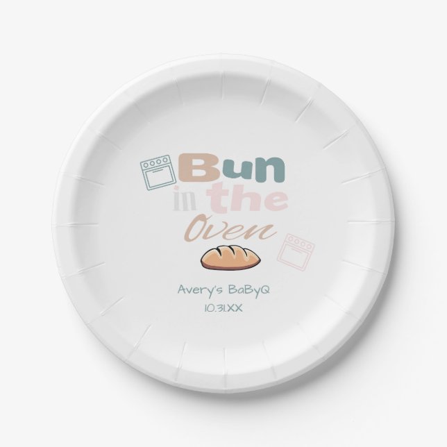 Bun In The Oven BaBy Q Shower  Paper Plate (Front)