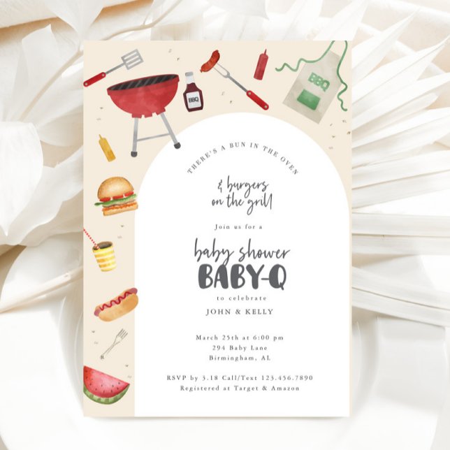 Bun in the Oven Baby Shower BabyQ Invitation (Bun in the Oven BBQ Shower)