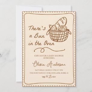 Bun in the Oven Baby Shower Hand Drawn Baking Invitation
