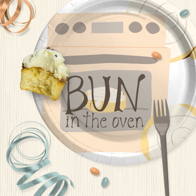 Bun in the Oven Baby Shower Paper Plate (Bun in the oven baby shower plate)
