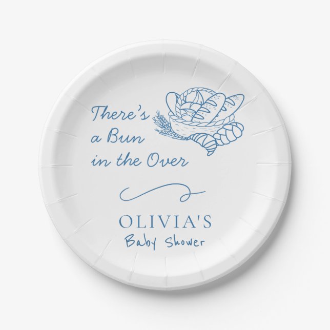 Bun in the Oven Baby Shower Rustic Napkins Paper Plate (Front)