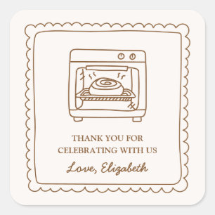 Bun in the Oven Baby Shower Thank You Favor Square Sticker