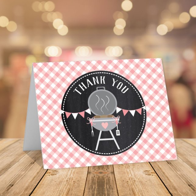 Bun in the Oven BabyQ Pink Girl Baby Shower Thank You Card (Creator Uploaded)