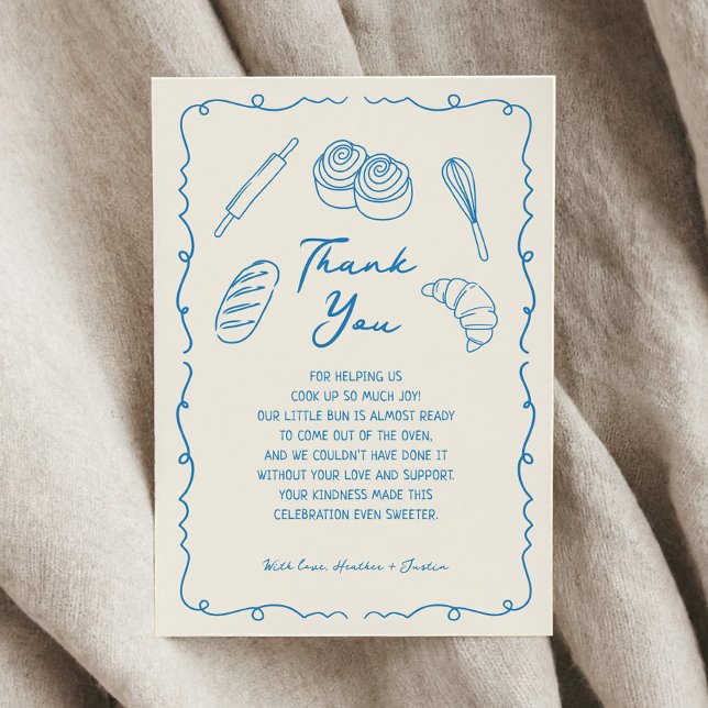 Bun in the Oven Bakery Baby Shower Thank You Card (Creator Uploaded)