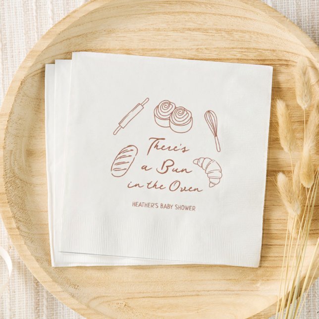 Bun in the Oven Bakery Bread Baby Shower Napkin (Creator Uploaded)