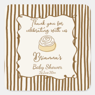 Bun in the oven baking baby shower favor square sticker
