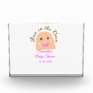 Bun in the oven beige dumpling baby shower pink br photo block