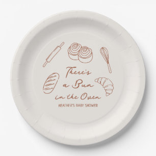 Bun in the Oven Bread Bakery Baby Shower Paper Plate