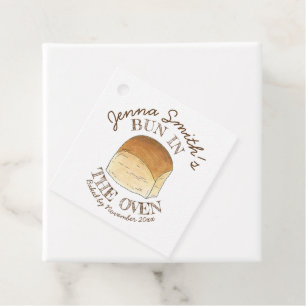 Bun in The Oven Bread Dinner Roll Baby Shower Favour Tags