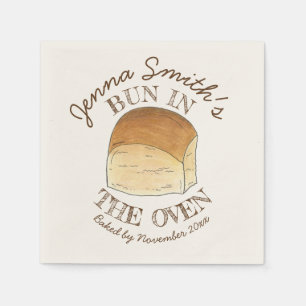 Bun in The Oven Bread Dinner Roll Baby Shower Napkin