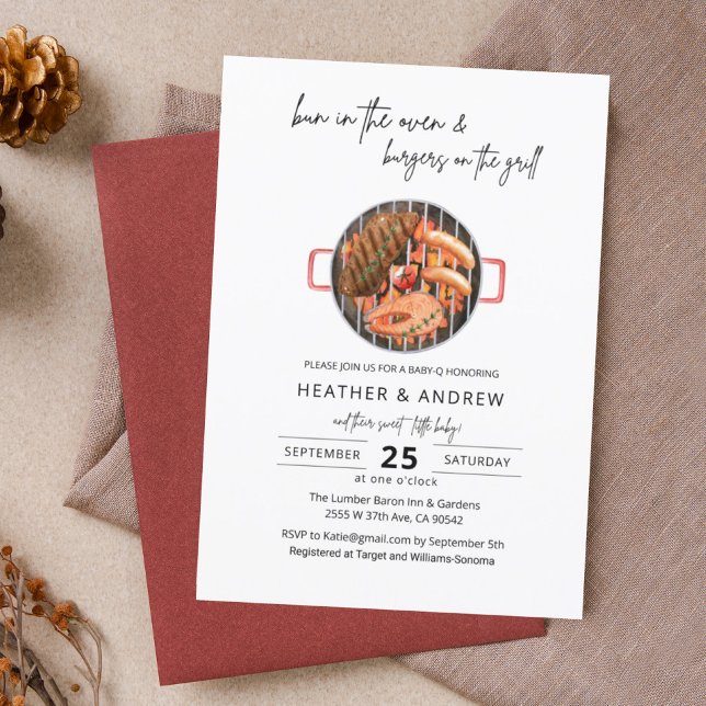 Bun in the Oven & Burgers on the Gill BBQ  Invitation (Creator Uploaded)