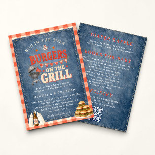 Bun in the Oven Burgers on the Grill Baby Shower Invitation