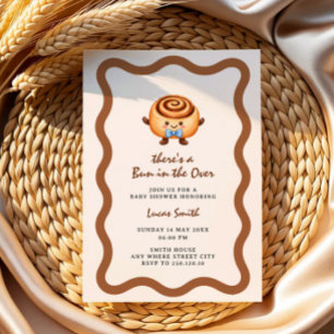 Bun in the Oven cute baby boy shower invitation