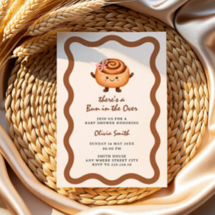 Bun in the Oven cute baby girl shower invitation