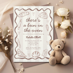 Bun In The Oven Gender Neutral Rustic Baby Shower Invitation