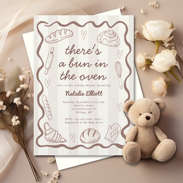 Bun In The Oven Gender Neutral Rustic Baby Shower Invitation (Creator Uploaded)