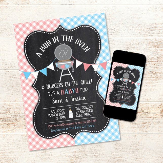 Bun in the Oven Gender Reveal Baby Shower Invitation (Creator Uploaded)