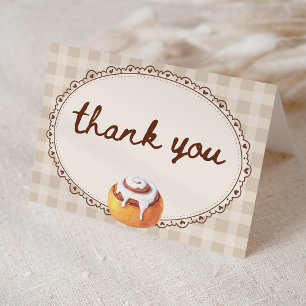 Bun in the Oven Gingham Bakery Baby Shower Thank You Card