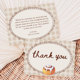 Bun in the Oven Gingham Bakery Baby Shower Thank You Card