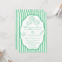 Bun in the oven green pinstripes Baby Shower