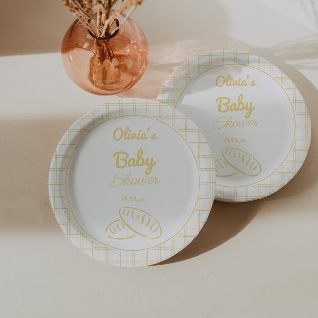 Bun In the Oven Hand Drawn Neutral Baby Shower Paper Plate (Creator Uploaded)