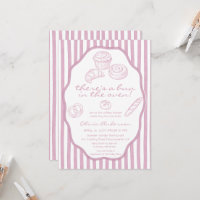 Bun in the oven pale pink pinstripes Baby Shower