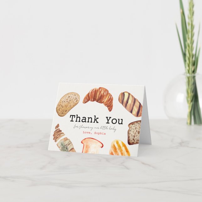 Bun in the Oven Pastries Baby Shower Thank You Card (Front)