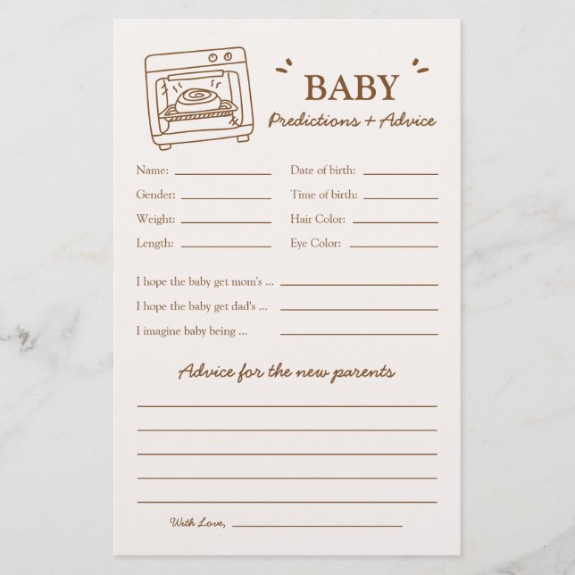 Bun in the Oven Predictions and Advice (Front)