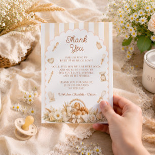 Bun in the Oven Stripes Bakery Baby Shower Thank You Card
