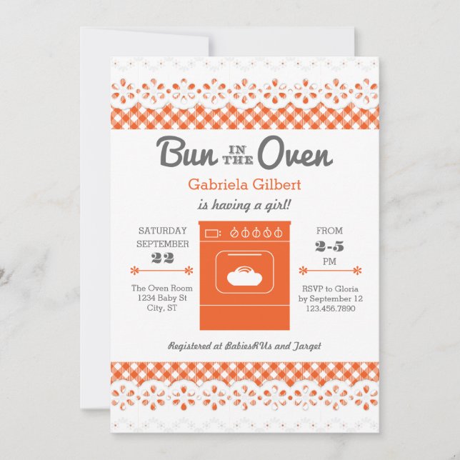 Bun In The Oven Unisex Baby Shower Invitation (Front)